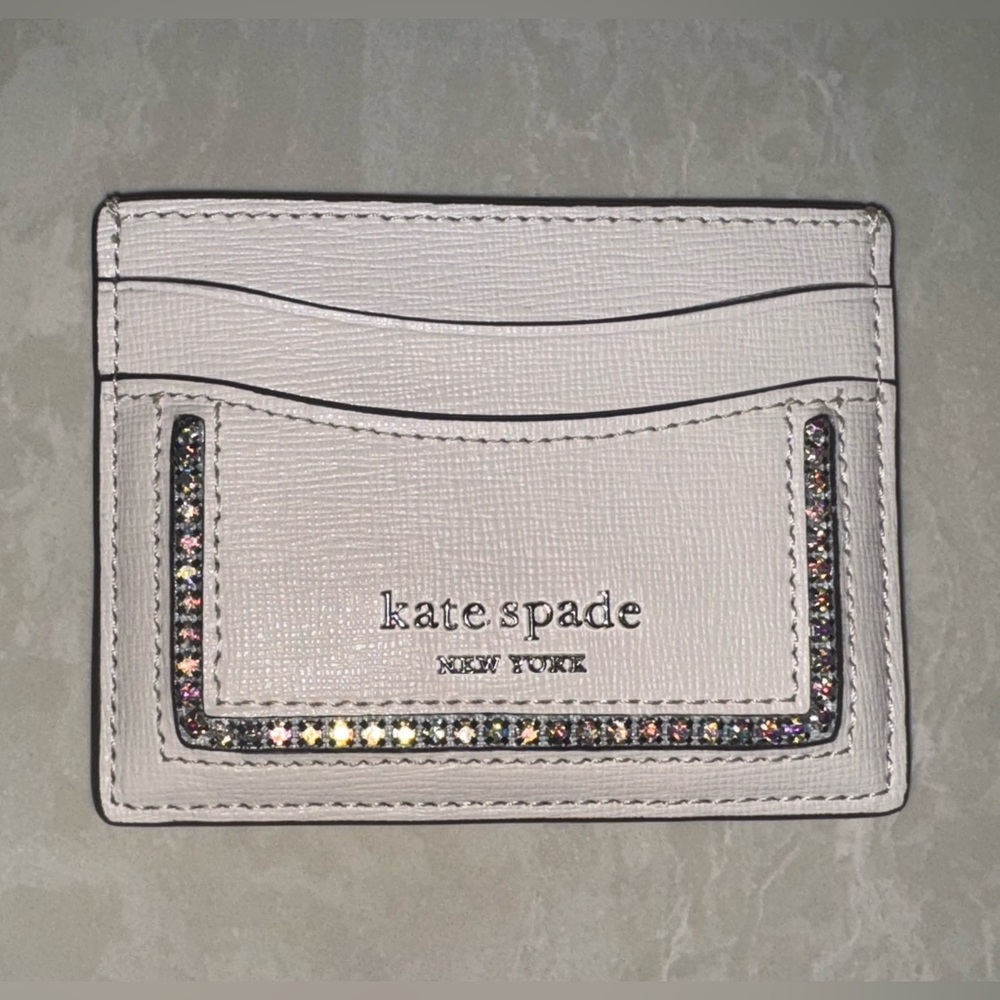 Kate Spade Leather Card Holder with Crystal Trim - Picture 3 of 6